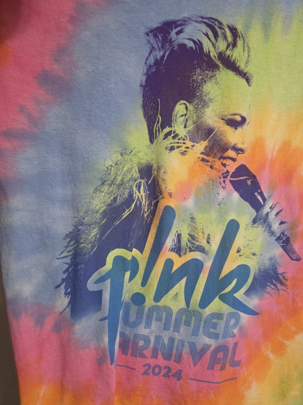 Pink Summer Carnival 2024 Tie-Dye Graphic Tee - Multicolor